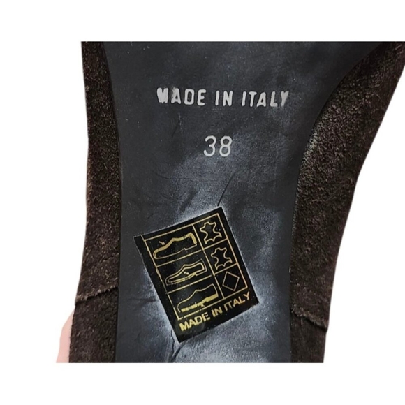 SAN FREDIANO Brown Suede Leather Knee High Heeled Boots US 7 Made In Italy - Picture 12 of 15